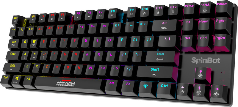 SpinBot Rage MK87 |80%|LED Backlit|26 Anti-Ghosting Key|Red Linear Switches|Mechanical Wired USB Tenkeyless Gaming Keyboard Compatible with Desktop, Laptop, Mac, Tablet(Black)