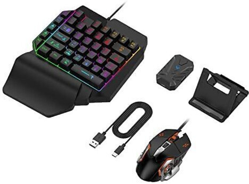 DWH 4 IN 1 GAMING KEYBOARD AND MOUSE CONVERTER FOR MOBILE FOR PLAYING FREEFIRE BGMI Internal Handheld Gaming Keyboard Compatible with Desktop, Laptop, Mac(Black)