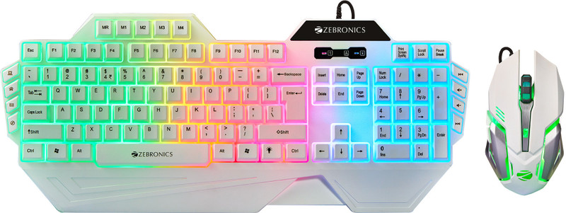 ZEBRONICS Zeb-Optimus(Zeb-KMC 2) Wired USB Standard Gaming Keyboard Compatible with Desktop, Laptop, Mac(White)