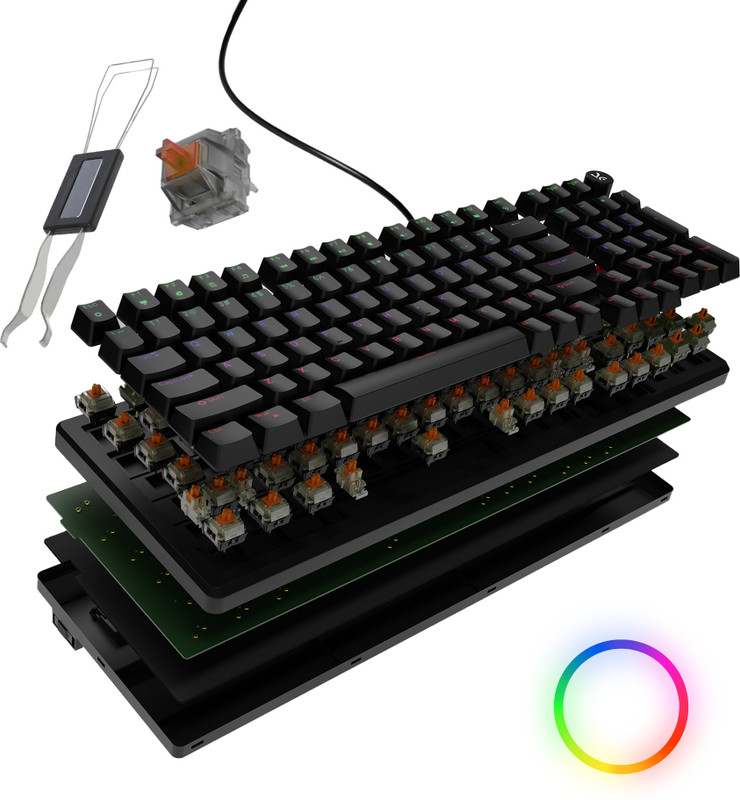 Kreo Hive Full Size Wired Gaming Mechanical Keyboard,Outemu Switches & RGB Backlight Wired USB Standard Gaming Keyboard Compatible with Desktop, Laptop, Mac(White Purple, Brown Switch)