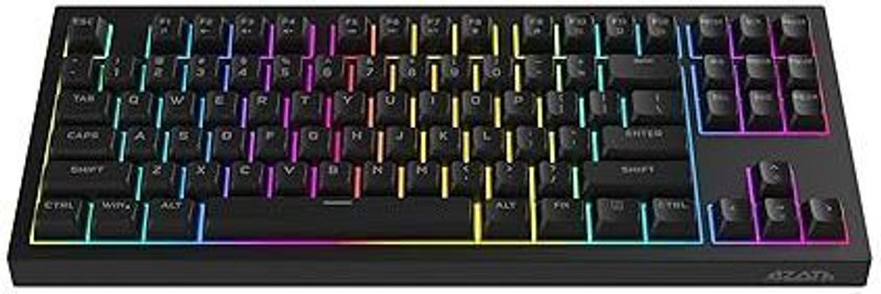 Azoth Onyx Black RGB Gaming Keyboard, 87 Keys Compact Membrane Design, Type C Wired USB Tenkeyless Gaming Keyboard Compatible with Desktop, Laptop, Mac, Tablet(Black)