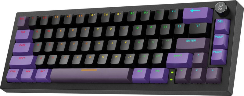 Kreo Swarm 65 Wireless RGB Mechanical Gaming Keyboard 5-Layer Sound Dampening Wireless, Wired USB, Bluetooth Laptop-size Gaming Keyboard Compatible with Desktop, Laptop, Mac(Black, Purple)