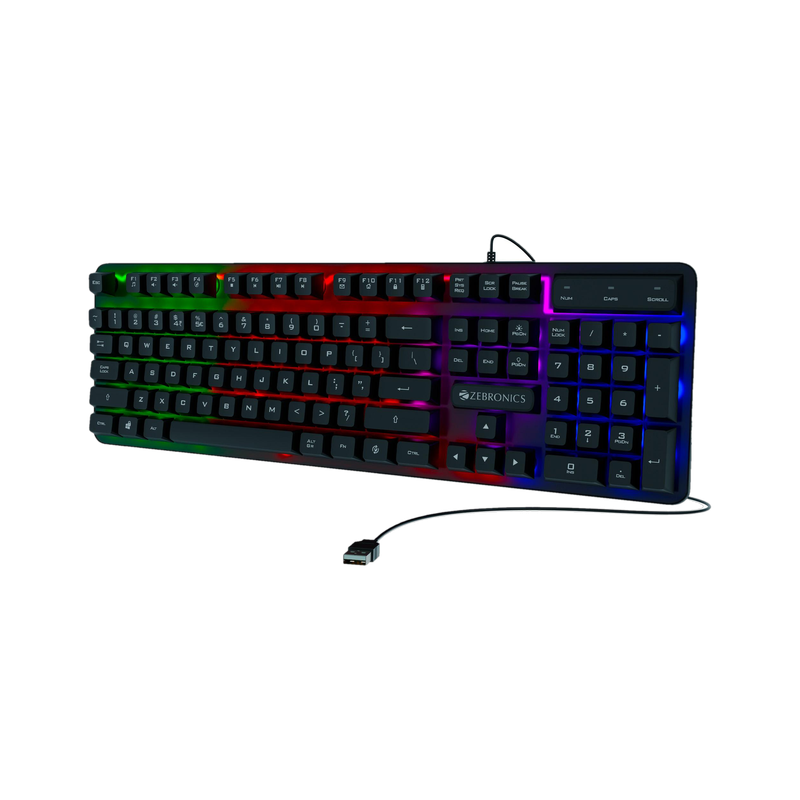 ZEBRONICS Transformer K1 Wired USB Standard Desktop Keyboard Compatible with Desktop, Laptop, Mac 104 Keys, Multi-Color LED, 1.7m Braided Cable, All Keys Enable/Disable Function(Black) - 60% off at DetectaDeal