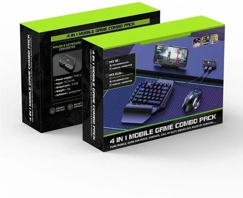 virat creation Bluetooth Gaming Keyboard Mouse Convertor For Smartphone 4 in 1 Mobile Game Wireless Handheld Gaming Keyboard Compatible with Desktop, Laptop, Mac(Black)