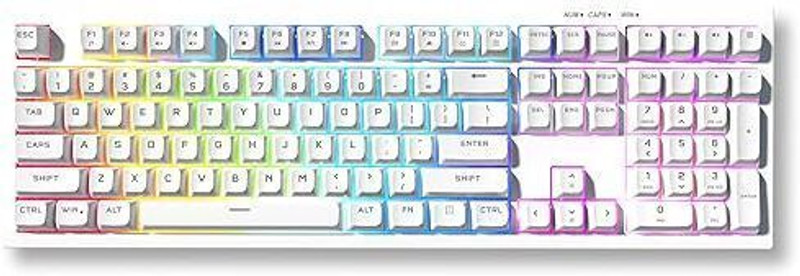 Azoth White 108 Keys Gaming Membrane Keyboard, RGB Backlit with 15 Modes Wired USB Tenkeyless Gaming Keyboard Compatible with Desktop, Laptop, Mac, Tablet(Wireless Bluetooth 2.4G & Wired Trimode, Type C Detachable, ABS&PC Keycaps)