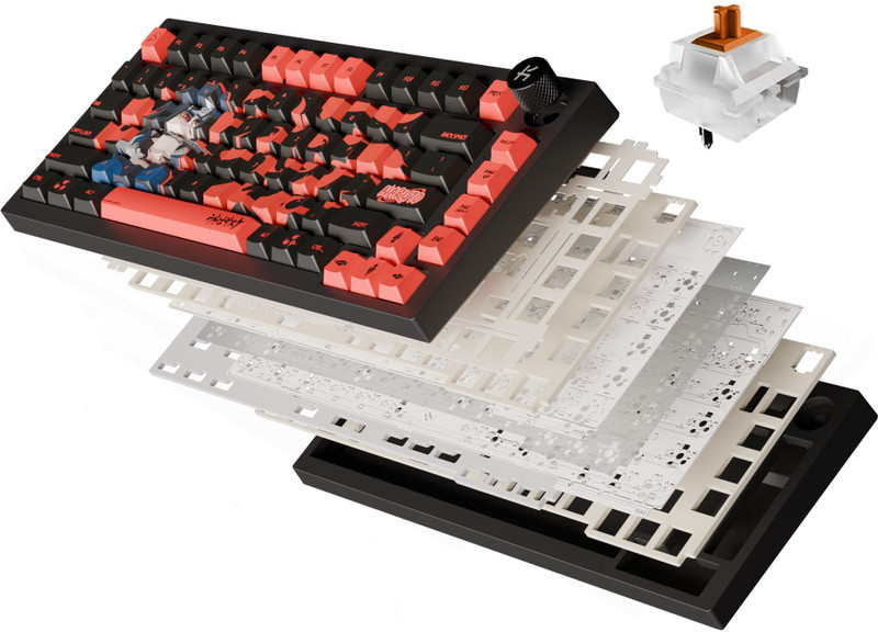 Kreo X Naruto Swarm 75% Wireless Mechanical Keyboard with GTMX Orange Switches RGB Bluetooth Tenkeyless Gaming Keyboard Compatible with Desktop, Laptop(Multicolor)