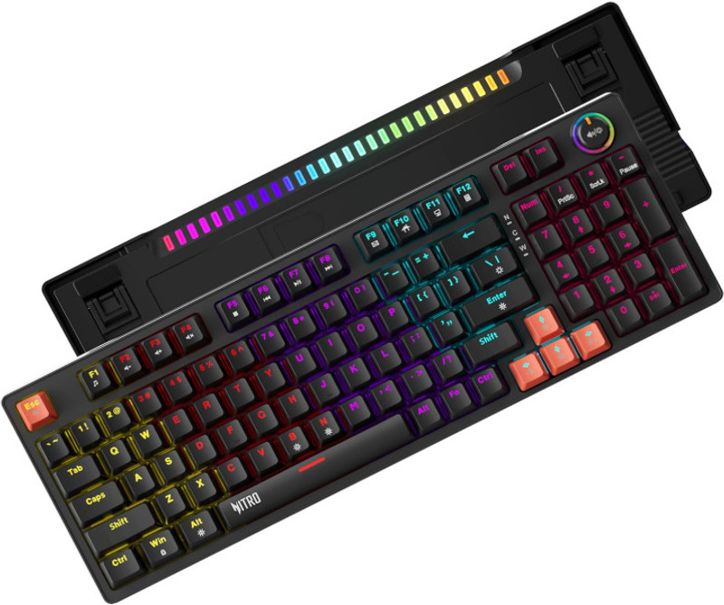Acer Nitro G Wired Mechanical Gaming Keyboard | 98% Layout with Multifunction Knob Wired USB Standard Gaming Keyboard Compatible with Desktop, Laptop(Black)