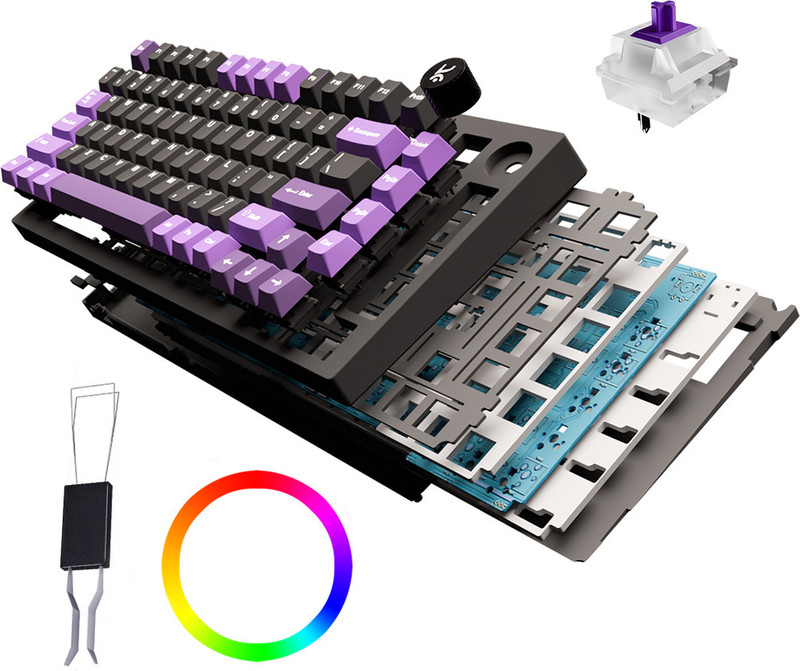 Kreo Swarm Wireless Mechanical Gaming Keyboard, 5-Pin Hot Swap PCB and RGB Backlight Wireless Tenkeyless Gaming Keyboard Compatible with Desktop, Laptop, Mac , with gaming mode ,stand support,Wireless Mechanical Gaming Keyboard(White Purple, Milky Purple Switches)