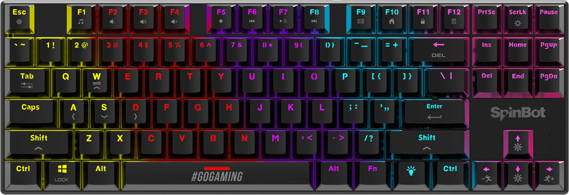 SpinBot Rage MK61 |60%|LED Backlit|22 Anti-Ghosting Key|Blue Tactile Switches|Mechanical Wired USB Tenkeyless Gaming Keyboard Compatible with Desktop, Laptop, Mac, Tablet(Black)