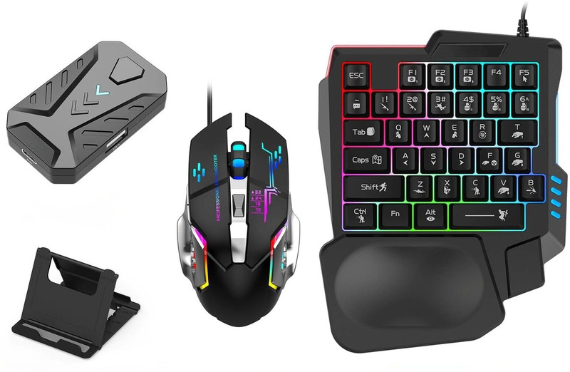 CELMEX Bluetooth Gaming Keyboard Mouse Convertor For Smartphone 4 in 1 Combo Bluetooth Standard Gaming Keyboard Compatible with Desktop, iPad, Laptop, Mac, Tablet(Black)