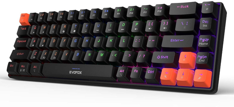 EVOFOX Katana S Mini Rechargeable Mechanical Tri-Mode (3xBT, 2.4GHz & Wired) Wireless Tenkeyless Gaming Keyboard Compatible with Desktop, Laptop, Mac(Black)