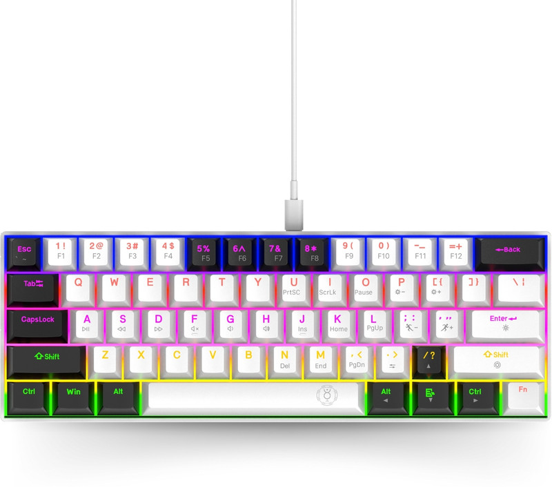 Dr luxur Mysterio Pink Combo Wired USB Tenkeyless Gaming Keyboard Compatible with Desktop, Laptop, Mac(Pink Colourful)