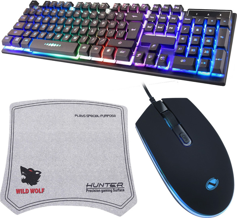 ENTWINO 4 in 1 Gaming Combo, RGB Keyboard, Mouse & Headphone Set, Free Mousepad Combo Set Designed for Gaming(Black)