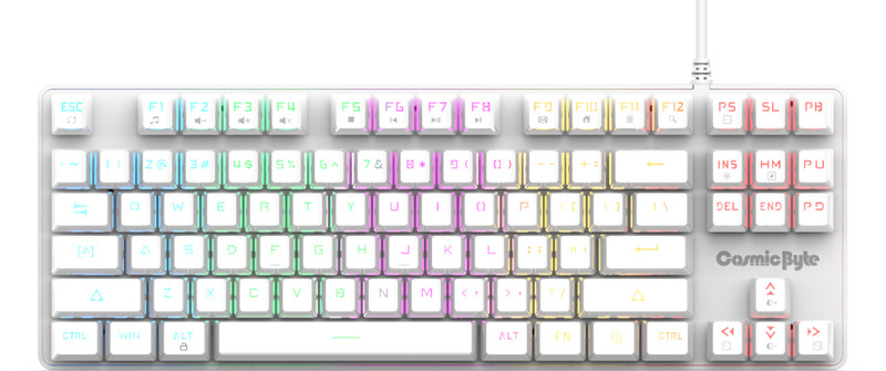 Cosmic Byte CB-GK-37 Firefly Mechanical Swappable Outemu Red Switch Per Key RGB Wired USB Standard Gaming Keyboard Compatible with Desktop, Laptop, Mac(White)