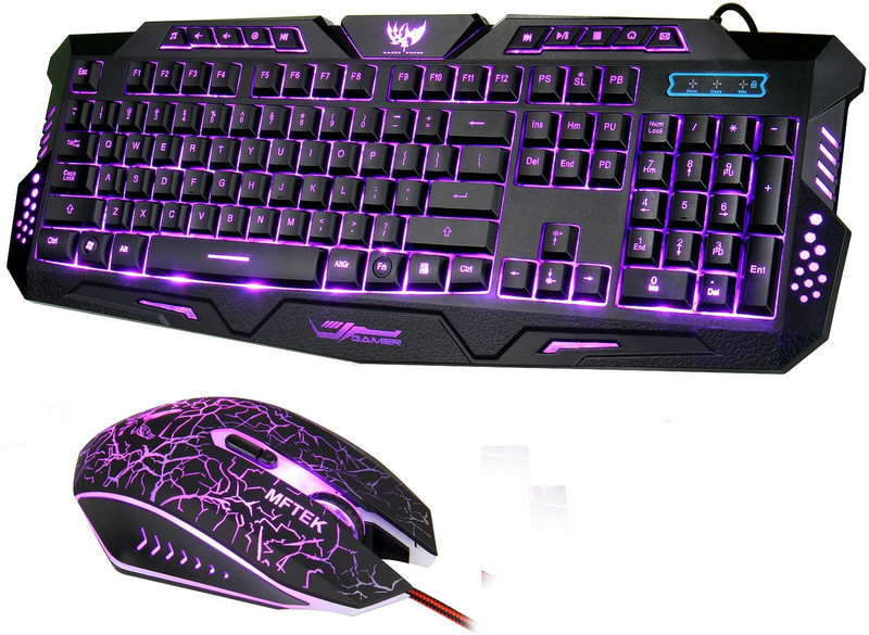 TXOR G9, Multicolor LED Backlit Keyboard & Mouse Unbreakable ABS Body, 3 Color Combo Set Designed for Gaming(Black)