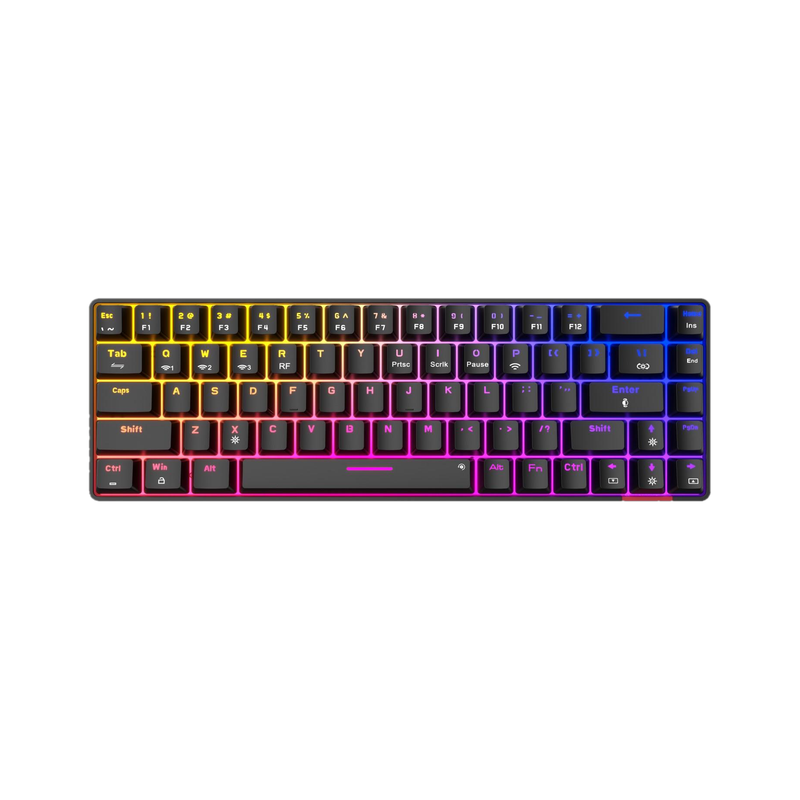 Portronics Hydra 10, Bluetooth + 2.4 GHz, Rechargeable, Mechanical Red Switches, RGB Light Bluetooth, Wireless Standard Gaming Keyboard Compatible with Desktop, Laptop, Mac Hydra 10/5.0 + 2.4 GHz, RGB, Type C Charging,Mechanical Bluetooth,(Red Switch, Black)