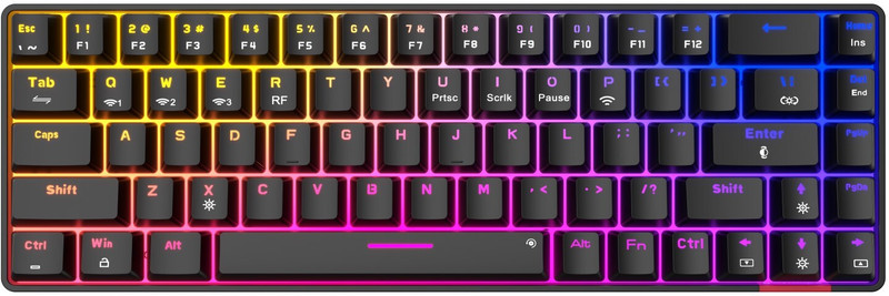 Portronics Hydra 10, Bluetooth + 2.4 GHz, Rechargeable, Mechanical Red Switches, RGB Light Bluetooth, Wireless Standard Gaming Keyboard Compatible with Desktop, Laptop, Mac Hydra 10/5.0 + 2.4 GHz, RGB, Type C Charging,Mechanical Bluetooth,(Red Switch, Black)