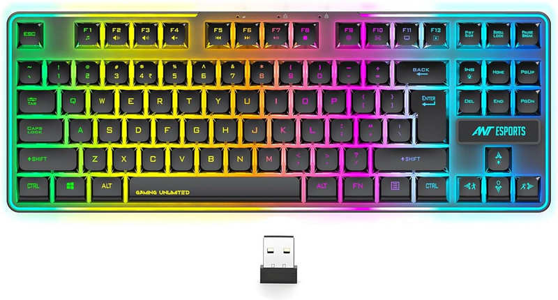 Ant Esports MK720 Pro V2 Wireless Standard Gaming Keyboard Compatible with Desktop, Laptop, Mac(Black)