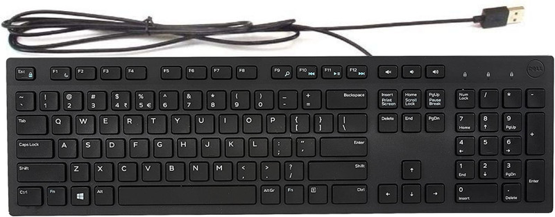 DELL KB216 Multimedia Keyboard with USB Interface, Plunger Keys Technology & Chiclet Wired USB Standard Desktop Keyboard Compatible with Desktop, Laptop, Mac Key Style, Hot Key-Volume, Mute, Play/Pause, Backward, Forward, Warranty 1 Year(Black)