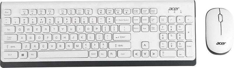 Acer ZC.A01SI.OWD Wireless Standard Multi-device Keyboard Compatible with Desktop, Laptop, Mac Multimedia keys,Compatible with Mac & Windows, with Rupee key,Mouse and(White&Grey)