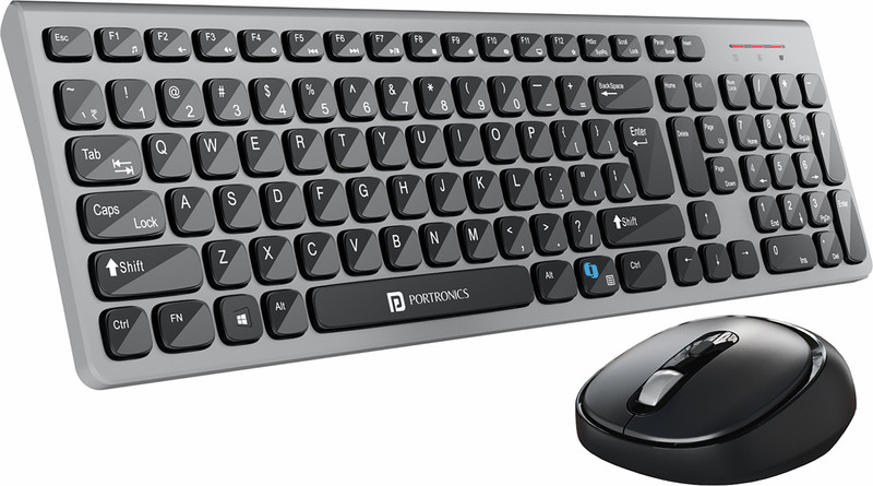 Portronics Key7 Combo Mouse Combo Set with 2.4Ghz, 1200 DPI Wireless Standard Laptop Keyboard Compatible with Desktop, Laptop, Mac Key7 Combo(Black, Orange)
