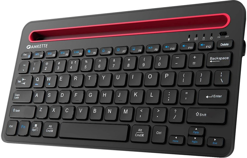 AMKETTE Optimus Pro Max 4 in 1 Bluetooth, Wireless Standard Multi-device Keyboard Compatible with Desktop, Laptop, Tablet, iPad, Mac(Black)