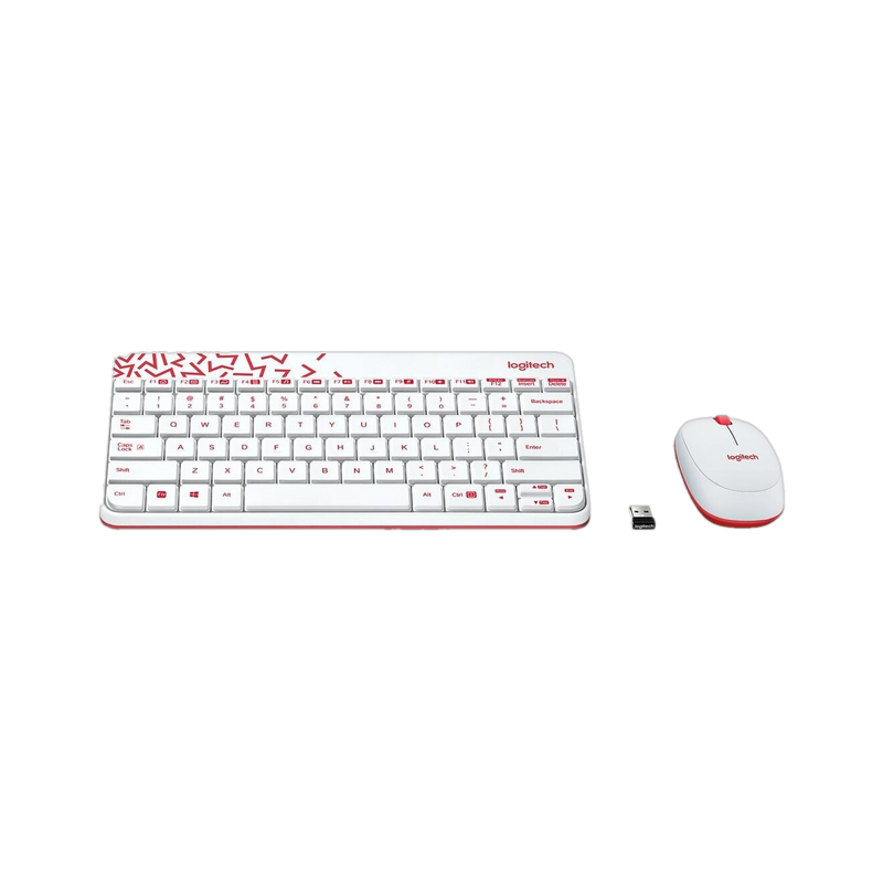 Logitech MK240 Wireless Keyboard and Mouse Combo(White&Vivid Red)