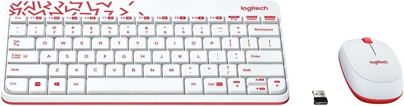 Logitech MK240 Wireless Keyboard and Mouse Combo(White&Vivid Red)