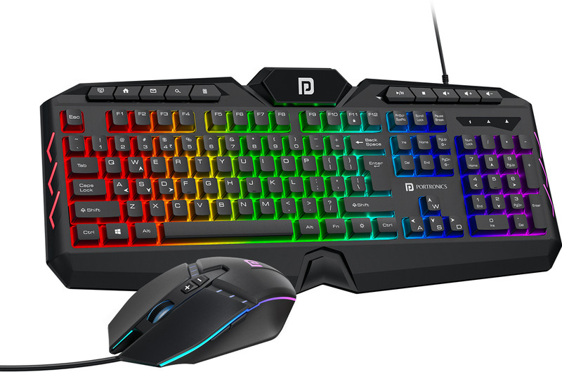 Portronics Ki-Pad 5 Wired Gaming Keyboard Mouse Combo,7-Button Mouse Control,Anti-Ghosting Wired USB Standard Laptop Keyboard Compatible with Desktop, Laptop(Black)
