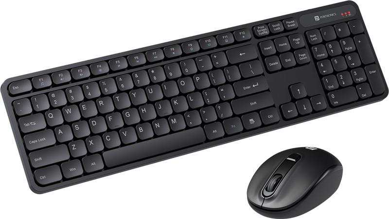 Portronics Key8 Combo Wireless Keyboard and Mouse Set with 2.4 GHz Wireless, Large Keycaps Wireless Handheld Laptop Keyboard Compatible with Desktop, Laptop, Mac 104 Keys, Adjustable Mouse Sensitivity, 12 Multimedia Hotkeys, PC, Laptop, Mac(Black)