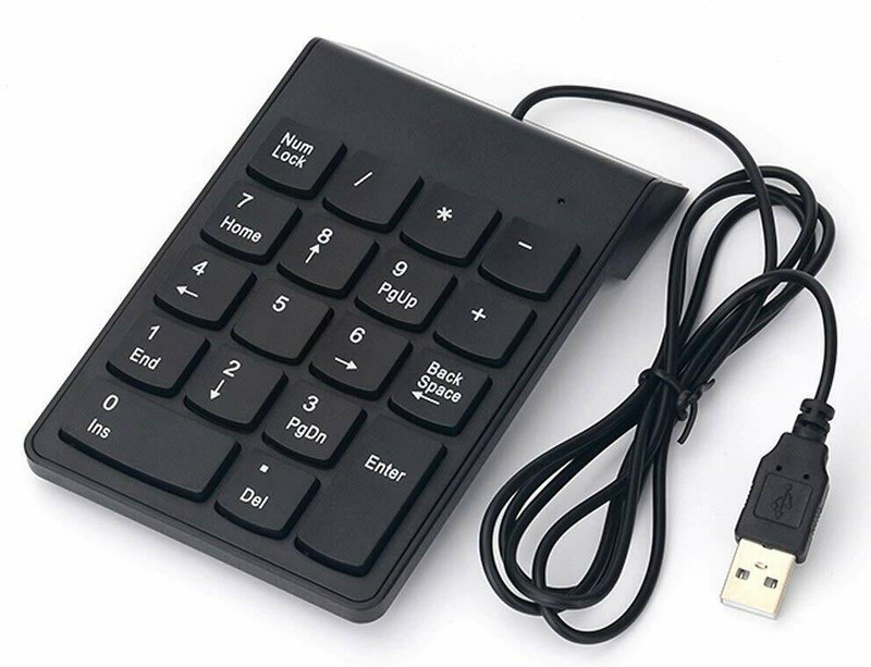 RuhZa Wired Numeric Keypad Slim Mini Number Pad Digital Keyboard 18 Keys Laptop Keyboard Replacement Key