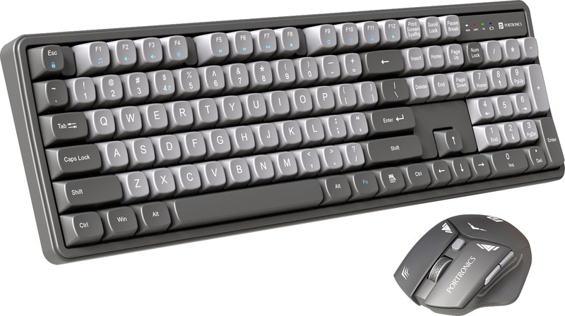 Portronics Key9 Combo Wireless Keyboard and Mouse, Ergonomic Mouse, USB Receiver, Wireless Laptop-size Laptop Keyboard Compatible with Desktop, Laptop, Mac(Grey)