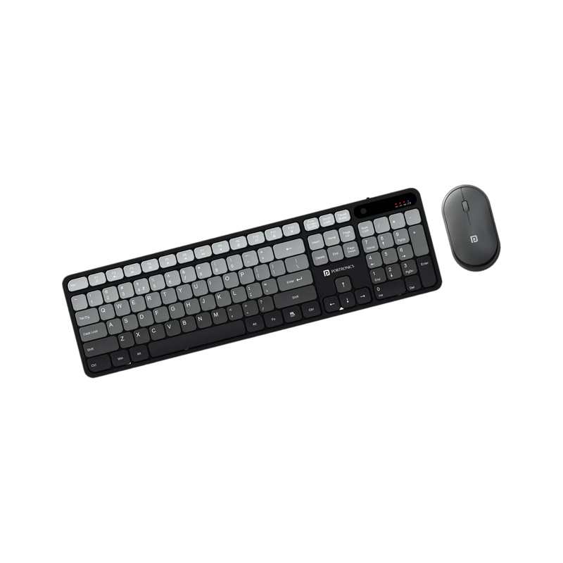 Portronics Key11 Wireless, Bluetooth Laptop-size Laptop Keyboard Compatible with Desktop, iPad, Laptop, Mac, Tablet with Multi-Device Bluetooth, 2.4GHz Wireless, Rechargeable Type-C Battery, Silent Keys, Gradient Keys, Ergonomic Design(Grey)