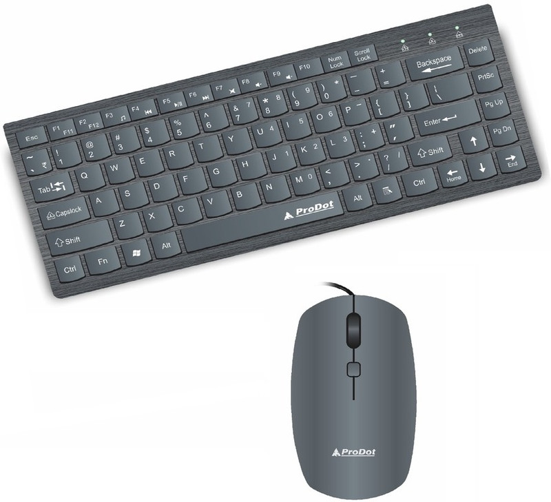 PRODOT Laptop Keypad Size 217m Mini Wired Keyboard and Mouse Wired USB Standard Laptop Keyboard Compatible with Desktop, Laptop, Mac(Black)