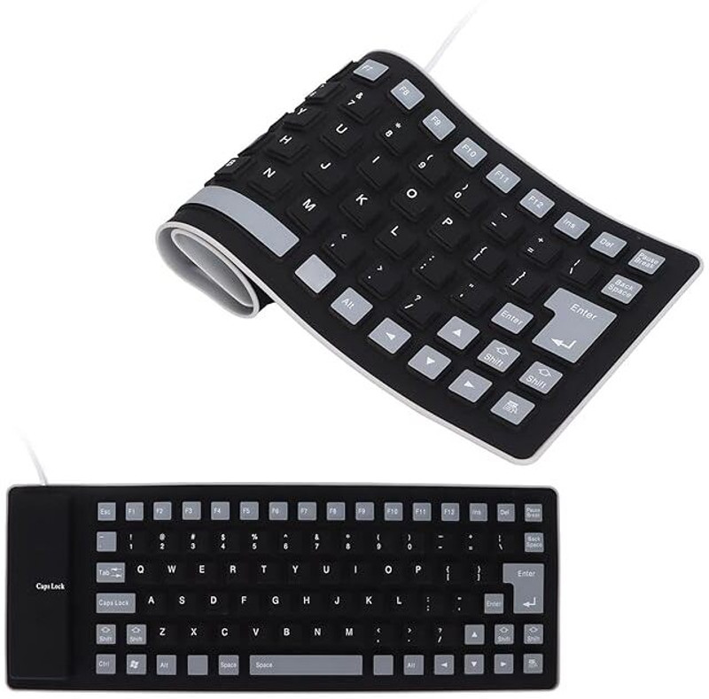 RuhZa Keys Foldable Flexible Keyboard Gaming Keyboard Roll-Up Silent Soft Keyboard Laptop Keyboard Replacement Key