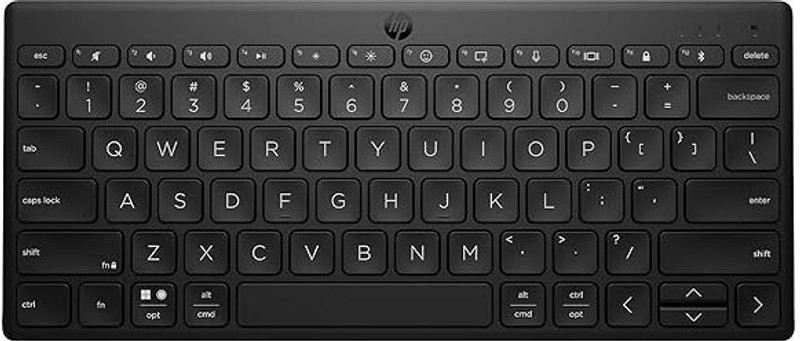 HP 350 Compact Multi-Device Bluetooth Standard Multi-device Keyboard Compatible with Desktop, Laptop, Tablet, iPad, Mac connectivity (upto 3 devices) with 2 years battery life(Black)