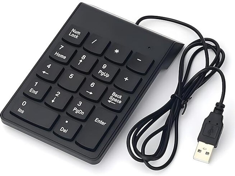 RyzCare Mini Number Pad Digital Keyboard 18 Keys Numpad Wired USB Handheld Laptop Keyboard Compatible with Desktop, Laptop, Mac(Black)