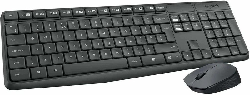 Logitech MK235 Full-Sized, 15 FN Keys, 3-Year Battery Life Combo Mouse and Wireless Standard Laptop Keyboard Compatible with Desktop, Laptop, Mac 2.4 GHz Wireless Unifying USB Receiver, Compatible with PC,(Black)