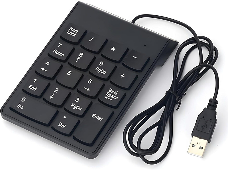 SCALEBEE Wired Numeric Keypad Slim Mini Number Pad Keyboard Numpad for Laptop & Desktop Wired USB Handheld Laptop Keyboard Compatible with Desktop, Laptop, Mac stand support(Black)