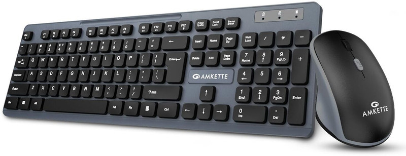 AMKETTE Primus NXT Wireless Keyboard & Mouse Combo, 2.4GHz, 3200 DPI, Silent Keys Wireless Standard Laptop Keyboard Compatible with Desktop, Laptop, Mac(Grey)