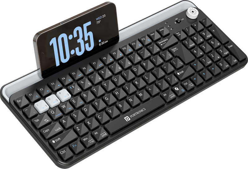 Portronics Bubble 4.0 Wireless Keyboard,BT,2.4GHz,Rechargeable Battery, Volume Control Knob Bluetooth, Wireless Standard Laptop Keyboard Compatible with Laptop, Desktop(Black)