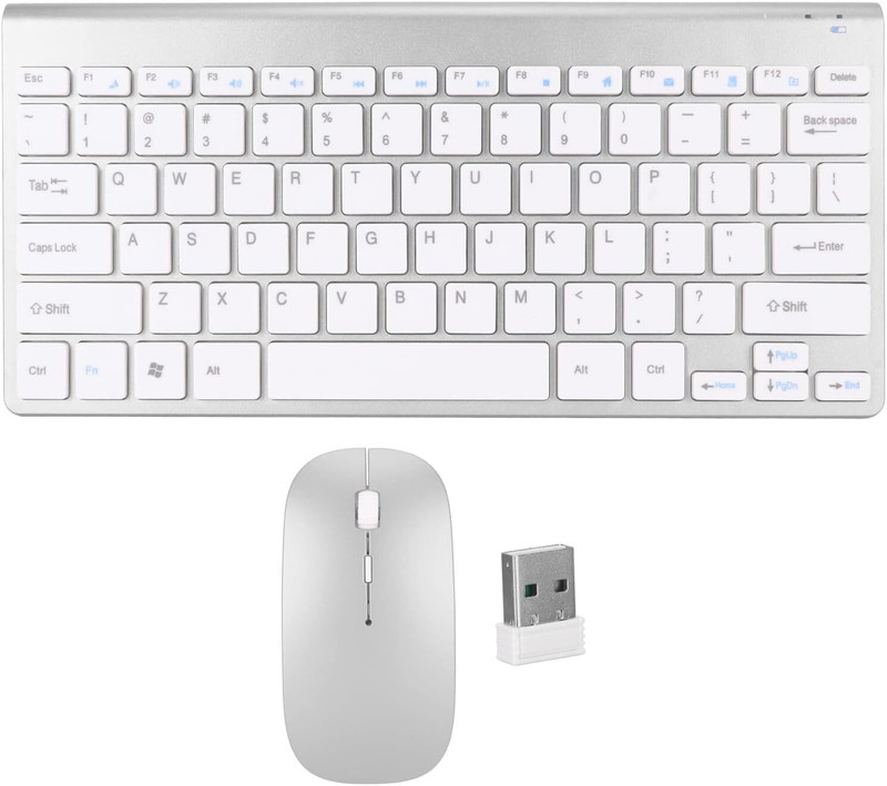 FLIPXEN Smart Wireless Keyboard Mouse Kit, Silent Button Compact Wireless Key Mouse Set Wireless Standard Multi-device Keyboard Compatible with Desktop, Laptop, Mac(Silver)