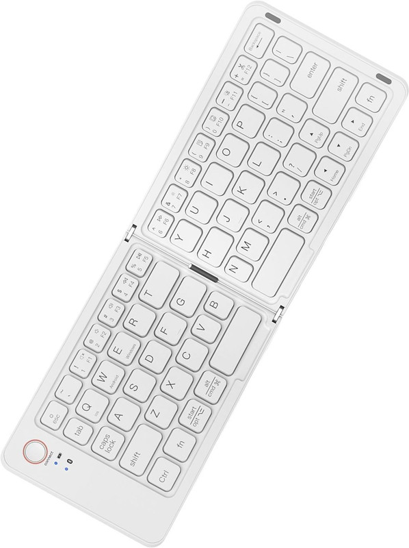ELECTRO WOLF Mini Portable Rechargeable Wireless Bluetooth Foldable Keyboard |Mobile Holder| Bluetooth Handheld Multi-device Keyboard Compatible with Desktop, Laptop, Tablet(White)