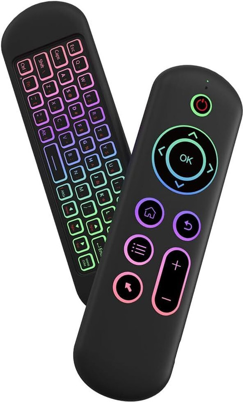 Tobo Air Mouse Remote Control Mouse Wireless Mini Keyboard 2.4G & BT5.2 TD-1285WA Wireless Standard Multi-device Keyboard Compatible with iPad, Desktop, Laptop, Tablet, Mac(Black&5.2.1285WA)