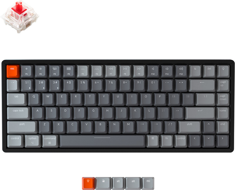 Keychron K2 Wireless Mechanical Keyboard Aluminum Frame Bluetooth, Wired USB, Wireless Laptop-size Multi-device Keyboard Compatible with Desktop, Laptop, Mac(Gateron G Pro Red)