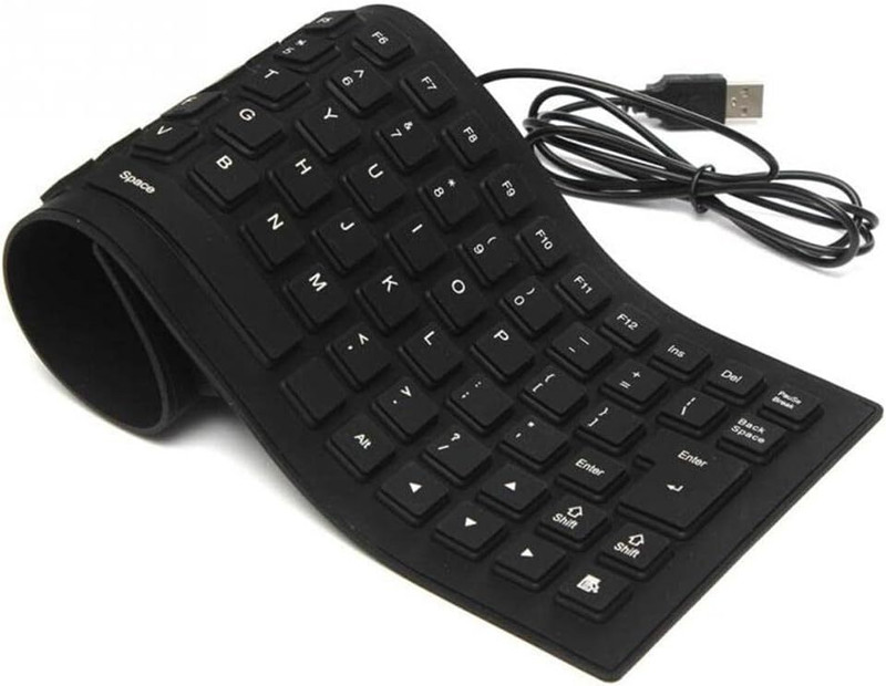 SOCHEP Waterproof Silicone Keyboard Foldable Flexible USB Mini Dustproof Dirt Proof Wireless Handheld Multi-device Keyboard Compatible with Desktop, Laptop, Mac(Black)