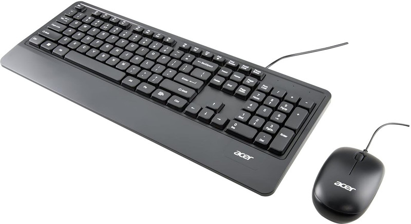 Acer Keyboard & Mouse Combo with Palm Rest Wired USB Standard Multi-device Keyboard Compatible with Desktop, Laptop(Black)