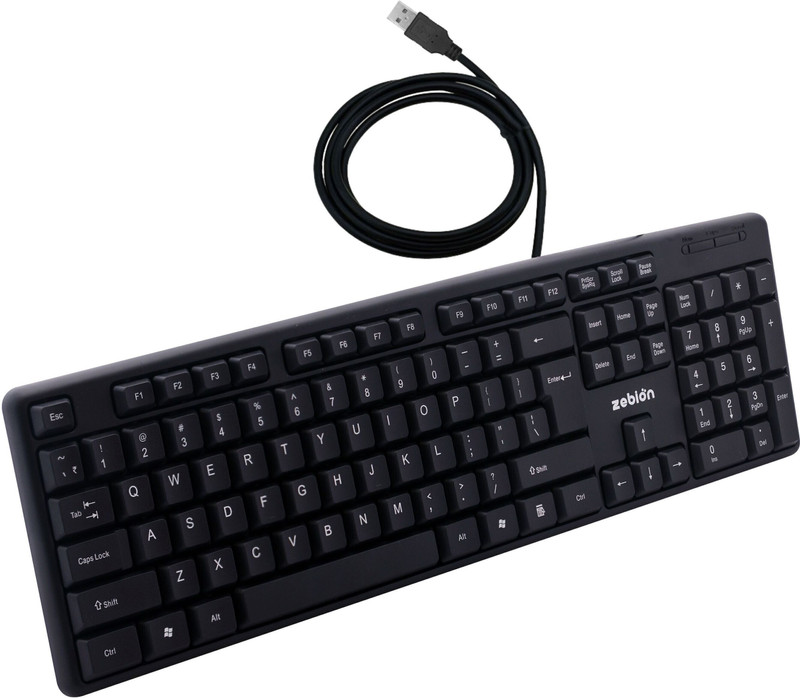 zebion K500 USB Keyboard Wired USB Standard Multi-device Keyboard Compatible with Desktop, Laptop, Mac Easy to Use,Plug and Play,Quick, Comfy Durable body(Black)