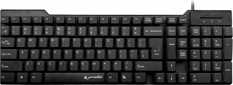 PRODOT QWERTY Keyboard with Low Profile Keys for Windows, Mac, PC, Laptop (KB-Alive) Wired USB Standard Multi-device Keyboard Compatible with Desktop, Laptop, Mac stand support,KB-Alive(Black)