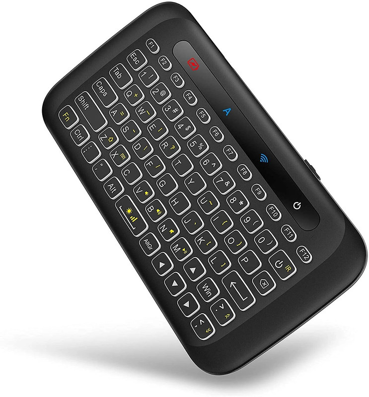 Tobo H20 Mini Wireless Handheld Keyboard Remote with Touchpad Mouse TD-600KM Bluetooth, Wireless Handheld Multi-device Keyboard Compatible with Desktop, Laptop, Mac(Black, Combo Backlit 2.4Ghz Rechargable)